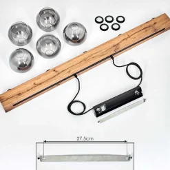 Suspension Vouhet Brun, Couleur Bois, Noir, 5 Lumieres