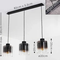 Suspension Wichit Noir, 3 Lumieres