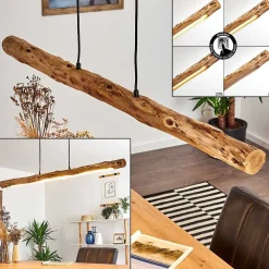 Suspension Winterthur Led Bois Clair, Noir, 1 Lumiere