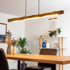 Suspension Winterthur Led Bois Clair, Noir, 1 Lumiere