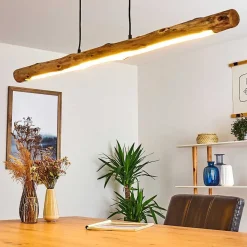 Suspension Winterthur Led Bois Clair, Noir, 1 Lumiere