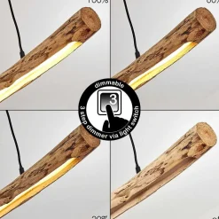 Suspension Winterthur Led Bois Clair, Noir, 1 Lumiere