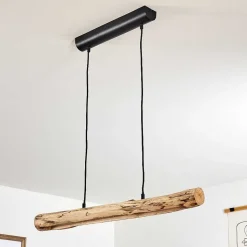 Suspension Winterthur Led Bois Clair, Noir, 1 Lumiere
