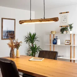 Suspension Winterthur Led Bois Clair, Noir, 1 Lumiere