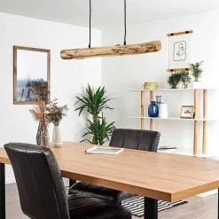 Suspension Winterthur Led Bois Clair, Noir, 1 Lumiere