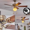 Ventilateur De Plafond Apiao Brun, Brun Clair, Couleur Bois, Argente, 1 Lumiere