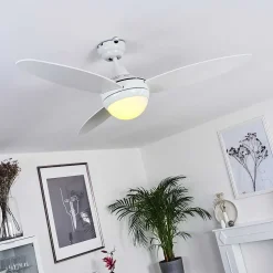 Ventilateur De Plafond Beltiglio Bois Fonce, Blanc, 2 Lumieres, Telecommandes