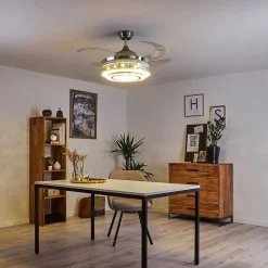 Ventilateur De Plafond Bendigo Led Nickel Mat, Transparent, 1 Lumiere