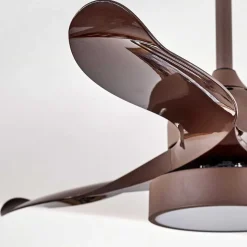 Ventilateur De Plafond Doha Led Brun, 1 Lumiere, Telecommandes