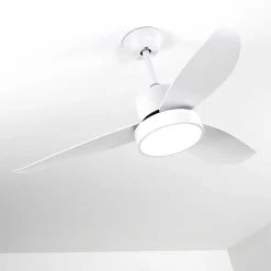 Ventilateur De Plafond Doha Led Blanc, 1 Lumiere, Telecommandes