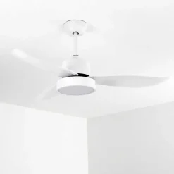 Ventilateur De Plafond Doha Led Blanc, 1 Lumiere, Telecommandes