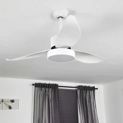 Ventilateur De Plafond Doha Led Blanc, 1 Lumiere, Telecommandes
