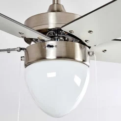 Ventilateur De Plafond Ellmau Chrome, Gris, Blanc, 1 Lumiere