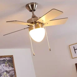 Ventilateur De Plafond Ellmau Chrome, Gris, Blanc, 1 Lumiere