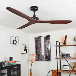 Ventilateur De Plafond Follseland Brun, Couleur Bois, Noir, Telecommandes
