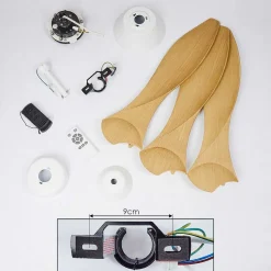 Ventilateur De Plafond Follseland Brun Clair, Couleur Bois, Blanc, Telecommandes