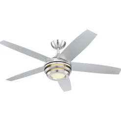 Ventilateur De Plafond Globo Viviana Led Nickel Mat, 1 Lumiere, Telecommandes