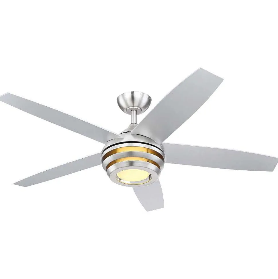 Ventilateur De Plafond Globo Viviana Led Nickel Mat, 1 Lumiere, Telecommandes