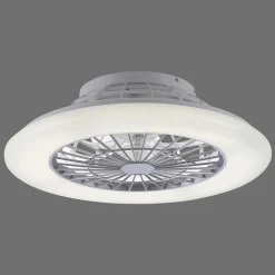 Ventilateur De Plafond Leuchten-Direkt Patrick Led Argente, 1 Lumiere, Telecommandes, Changeur De Couleurs