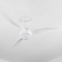 Ventilateur De Plafond Malloa Led Blanc, 1 Lumiere, Telecommandes