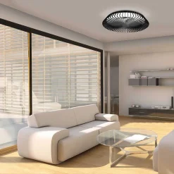 Ventilateur De Plafond Mantra Himalaya Led Noir, 1 Lumiere, Telecommandes