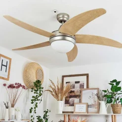 Ventilateur De Plafond Morino Ecru, Nickel Mat, 2 Lumieres, Telecommandes