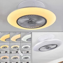 Ventilateur De Plafond Nagoya Led Blanc, 1 Lumiere, Telecommandes