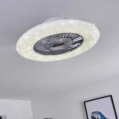 Ventilateur De Plafond Petrovac Led Chrome, Blanc, 1 Lumiere, Telecommandes