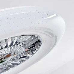 Ventilateur De Plafond Petrovac Led Chrome, Blanc, 1 Lumiere, Telecommandes
