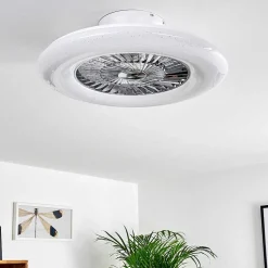 Ventilateur De Plafond Petrovac Led Chrome, Blanc, 1 Lumiere, Telecommandes