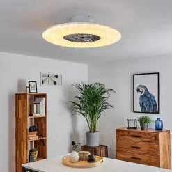 Ventilateur De Plafond Petrovac Led Chrome, Blanc, 1 Lumiere, Telecommandes