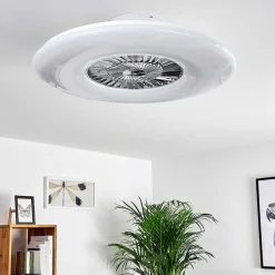 Ventilateur De Plafond Petrovac Led Chrome, Blanc, 1 Lumiere, Telecommandes