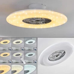 Ventilateur De Plafond Petrovac Led Chrome, Blanc, 1 Lumiere, Telecommandes