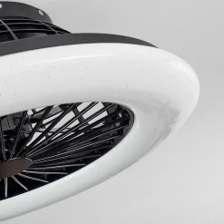 Ventilateur De Plafond Piraeus Led Noir, 1 Lumiere, Telecommandes