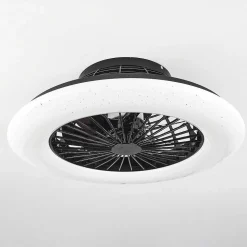 Ventilateur De Plafond Pireaus Led Noir, 1 Lumiere, Telecommandes, Changeur De Couleurs