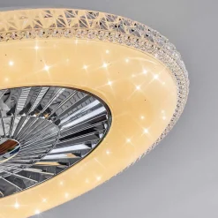 Ventilateur De Plafond Piacenza Led Chrome, Blanc, 1 Lumiere, Telecommandes