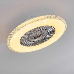 Ventilateur De Plafond Piacenza Led Chrome, Blanc, 1 Lumiere, Telecommandes