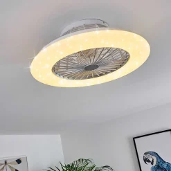 Ventilateur De Plafond Piraeus Led Titane, Blanc, 1 Lumiere, Telecommandes