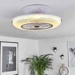 Ventilateur De Plafond Riccione Led Blanc, 1 Lumiere, Telecommandes, Changeur De Couleurs