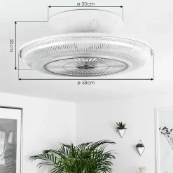 Ventilateur De Plafond Riccione Led Blanc, 1 Lumiere, Telecommandes, Changeur De Couleurs