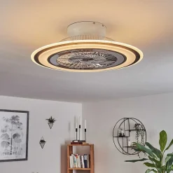 Ventilateur De Plafond Terradura Led Chrome, Noir, Blanc, 1 Lumiere, Telecommandes