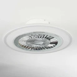 Ventilateur De Plafond Terradura Led Chrome, Blanc, 1 Lumiere, Telecommandes