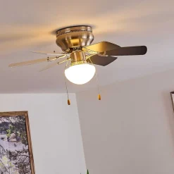 Ventilateur De Plafond Trillo Gris, Nickel Mat, Blanc, 1 Lumiere