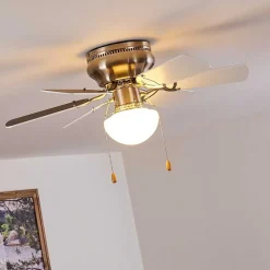 Ventilateur De Plafond Trillo Gris, Nickel Mat, Blanc, 1 Lumiere