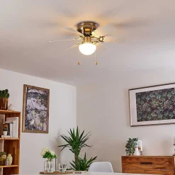 Ventilateur De Plafond Trillo Gris, Nickel Mat, Blanc, 1 Lumiere