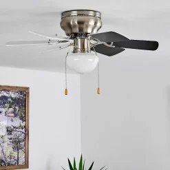 Ventilateur De Plafond Trillo Gris, Nickel Mat, Blanc, 1 Lumiere