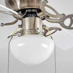 Ventilateur De Plafond Trillo Gris, Nickel Mat, Blanc, 1 Lumiere