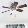 Ventilateur De Plafond Trillo Gris, Bois Clair, Nickel Mat, 1 Lumiere