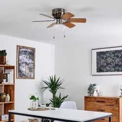 Ventilateur De Plafond Trillo Nickel Mat, 1 Lumiere