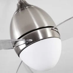 Ventilateur De Plafond Varazze Nickel Mat, Transparent, 1 Lumiere, Telecommandes